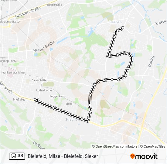 33 Route: Schedules, Stops &amp; Maps - Bi-Heepen, Hassebrock (Updated)