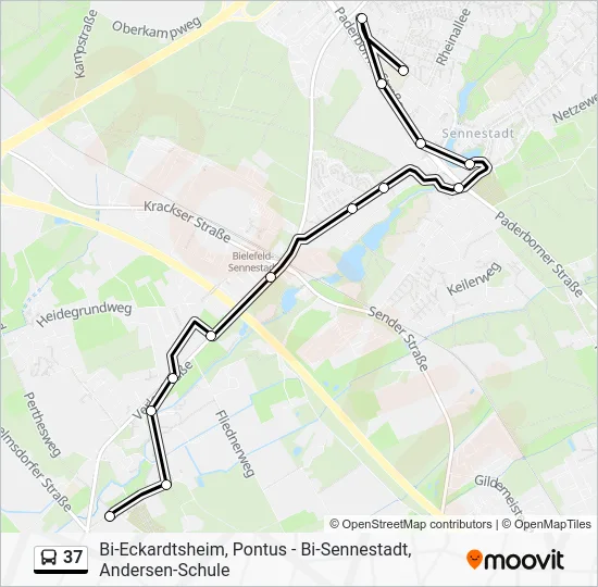 Автобус 37: карта маршрута