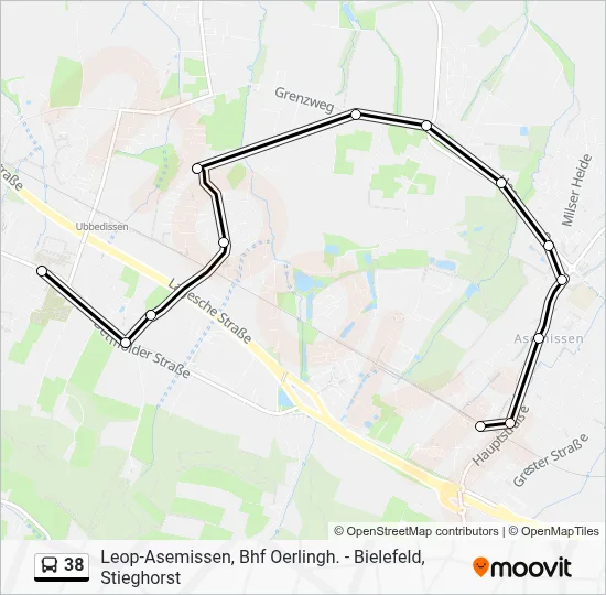 Buslinie 38 Karte