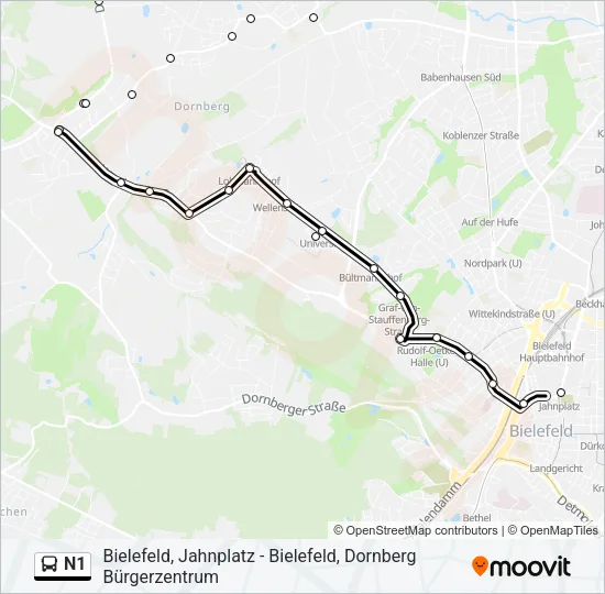 N1 Bus Line Map