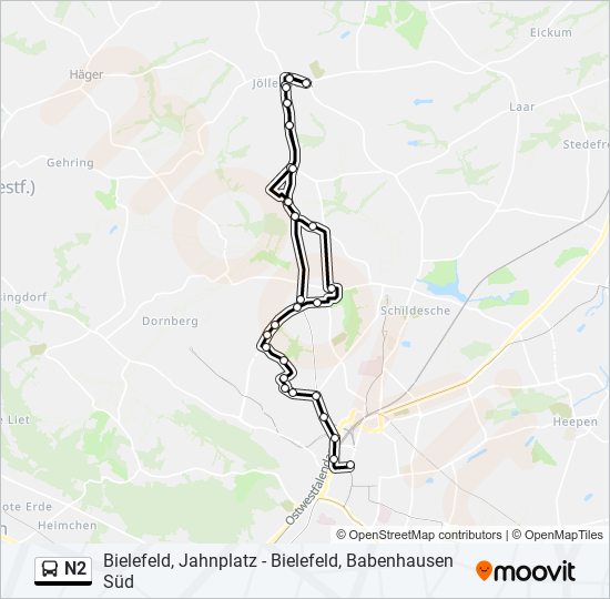 n2 Route: Schedules, Stops & Maps - Bielefeld, Babenhausen Süd (Updated)