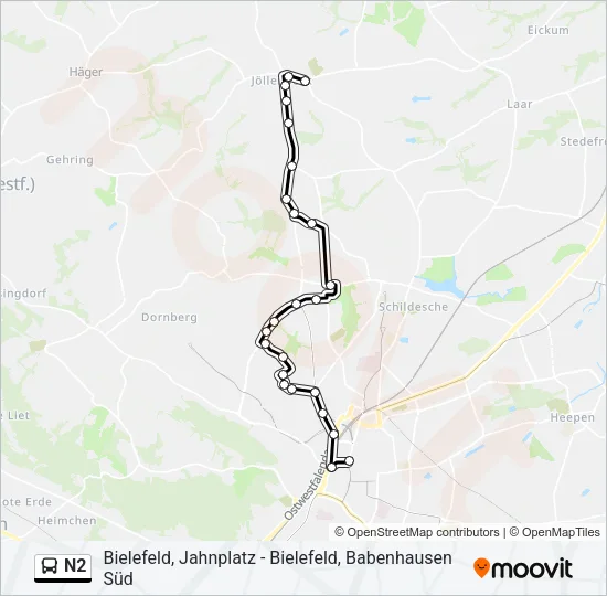 N2 Bus Line Map