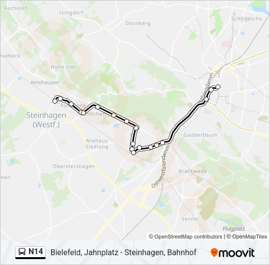 Автобус N14: карта маршрута