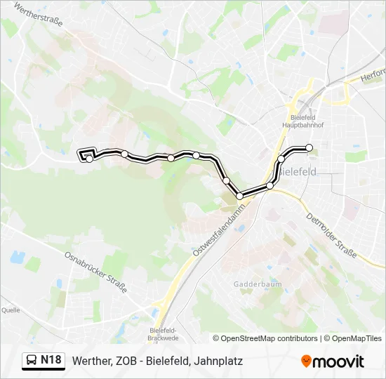 N18 Bus Line Map