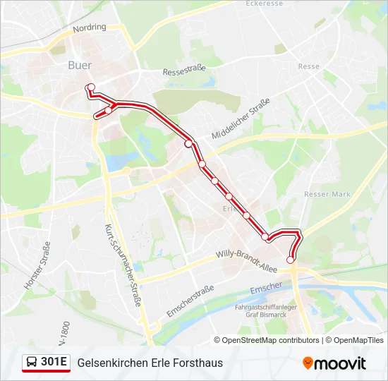 301E Bus Line Map