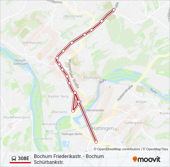 308E Bus Line Map