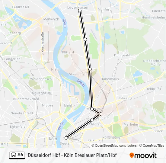 Автобус S6: карта маршрута