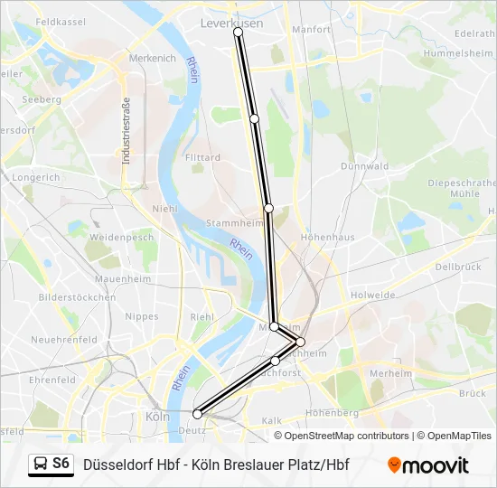 Автобус S6: карта маршрута