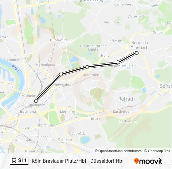 Автобус S11: карта маршрута