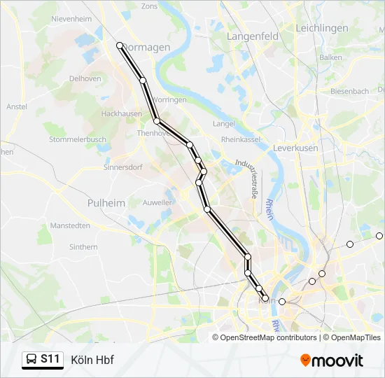 Автобус S11: карта маршрута