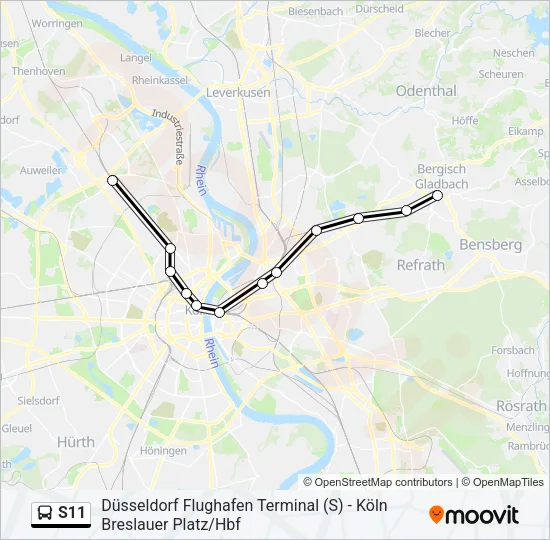 Автобус S11: карта маршрута