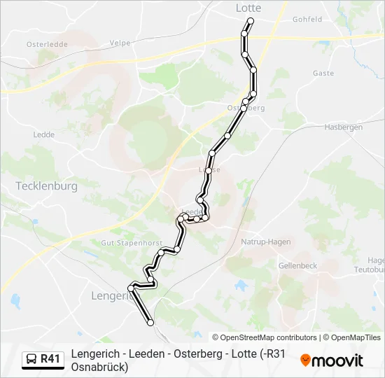 Автобус R41: карта маршрута