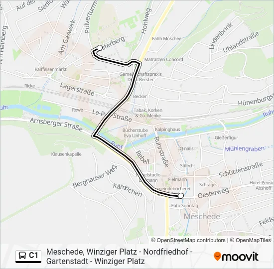 Автобус C1: карта маршрута
