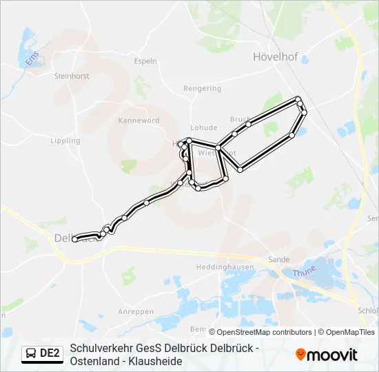 DE2 Bus Line Map