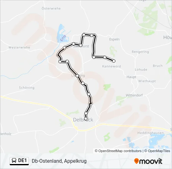 DE1 Bus Line Map