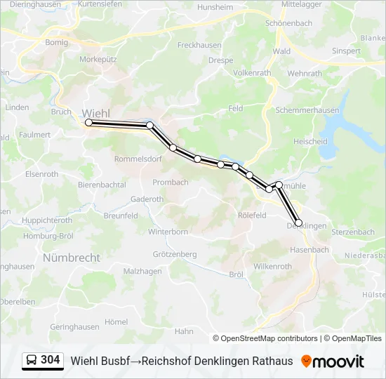 304 Bus Line Map