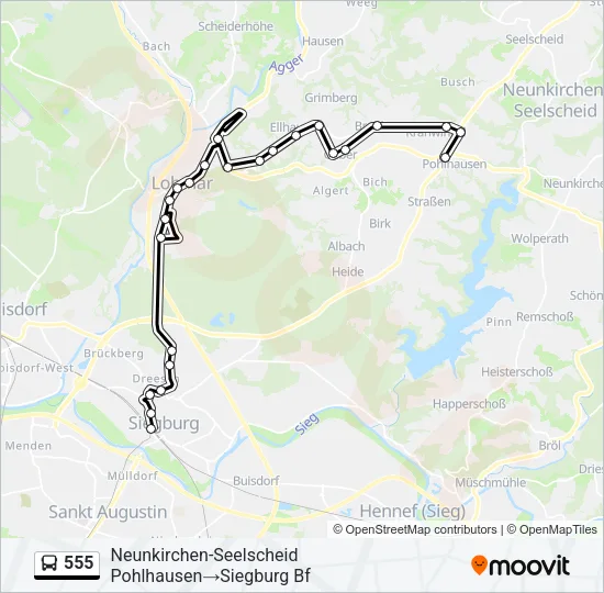 555 Bus Line Map