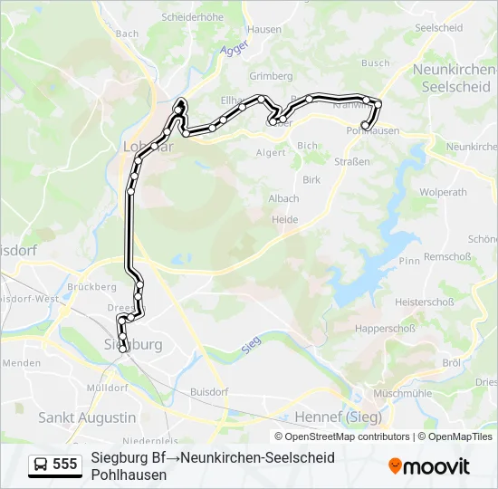 555 Bus Line Map