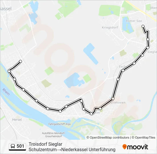 Автобус 501: карта маршрута