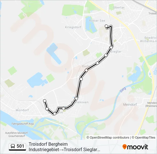 501 Bus Line Map