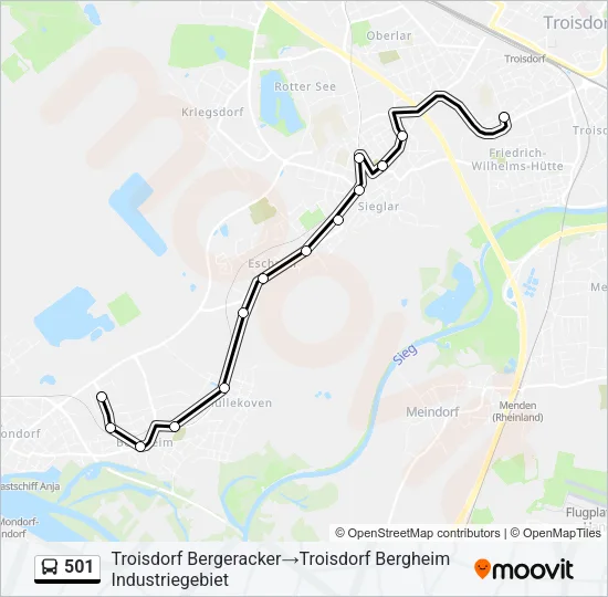501 Bus Line Map
