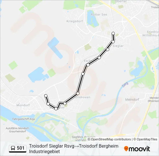 501 Bus Line Map
