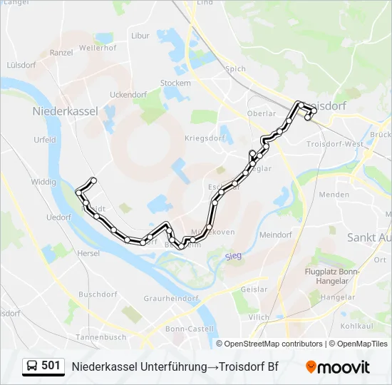 Buslinie 501 Karte