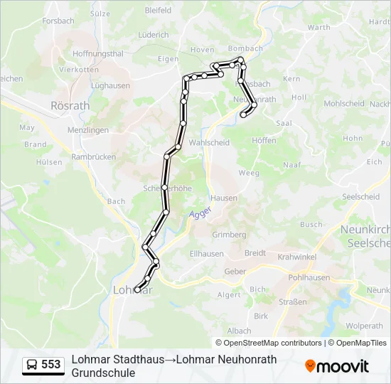 553 Bus Line Map
