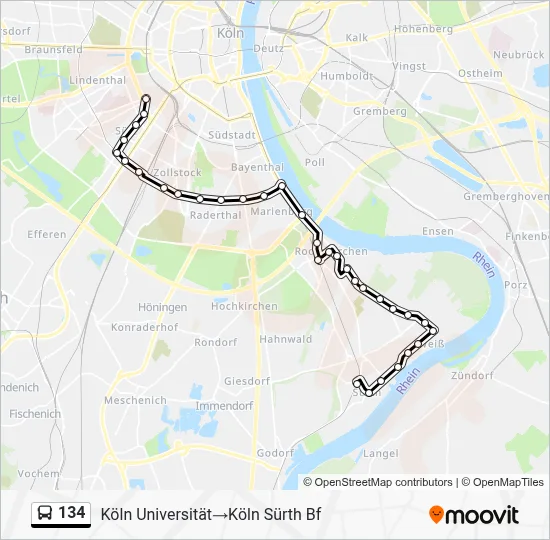 134 Bus Line Map