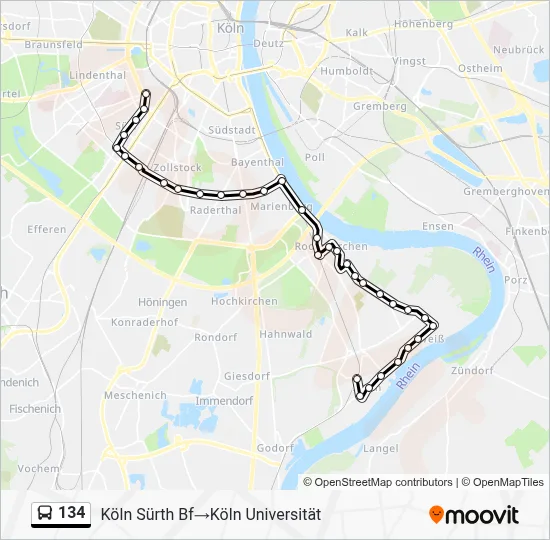 134 Bus Line Map