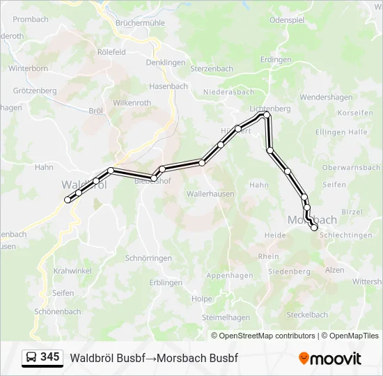 Автобус 345: карта маршрута