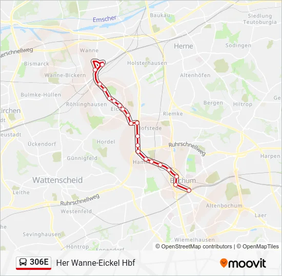 Автобус 306E: карта маршрута