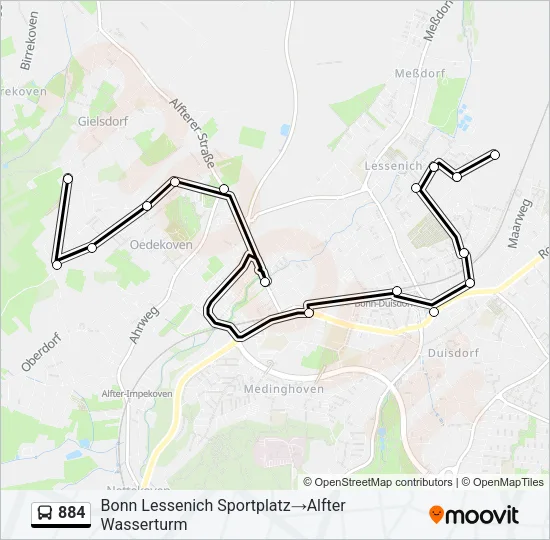 884 Bus Line Map