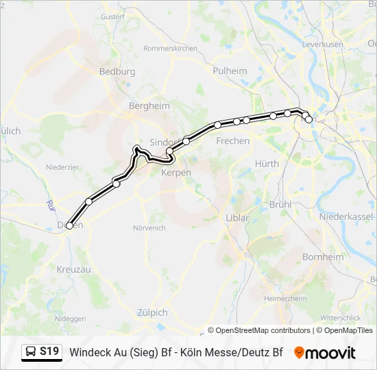 Buslinie S19 Karte