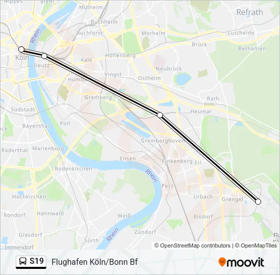 Автобус S19: карта маршрута