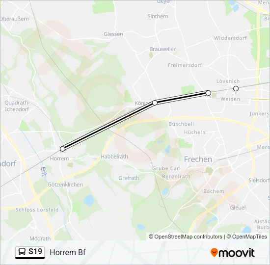 Автобус S19: карта маршрута
