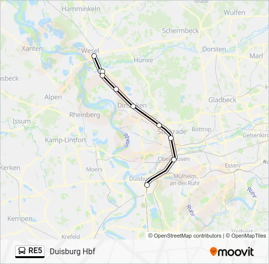 Автобус RE5: карта маршрута