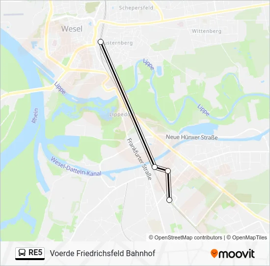 Автобус RE5: карта маршрута