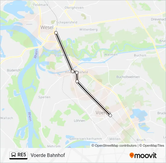 Автобус RE5: карта маршрута