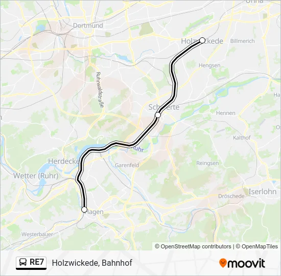 Автобус RE7: карта маршрута