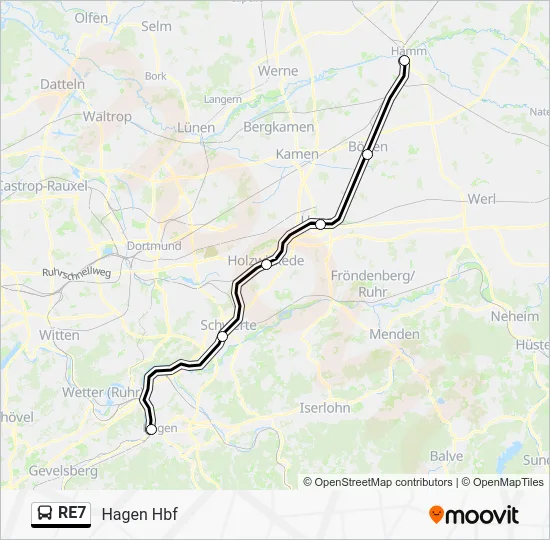 Автобус RE7: карта маршрута