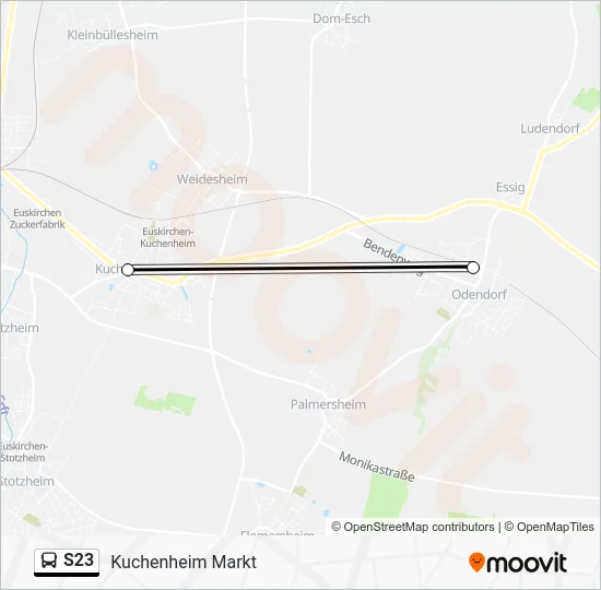 Автобус S23: карта маршрута