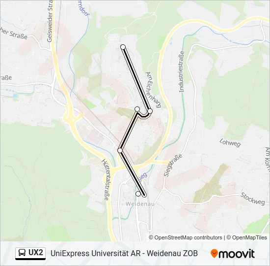 UX2 Bus Line Map