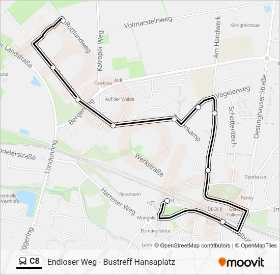 Автобус C8: карта маршрута