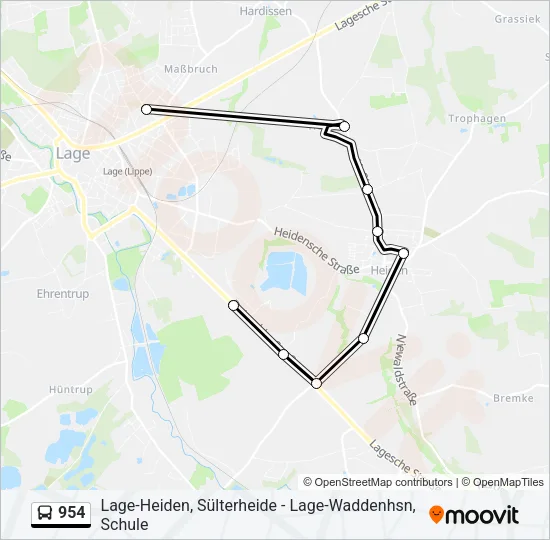 954 Bus Line Map