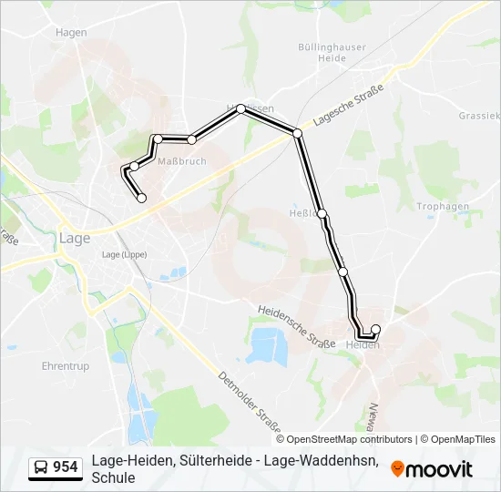 954 Bus Line Map