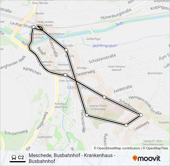 Автобус C2: карта маршрута
