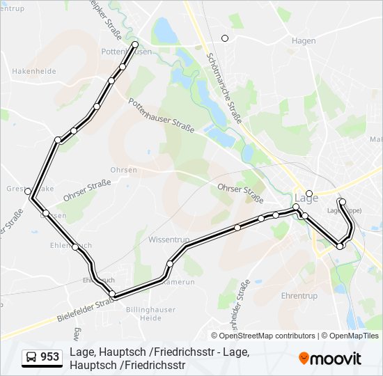 953 bus Line Map