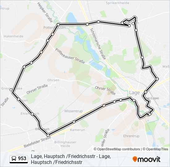 953 bus Line Map