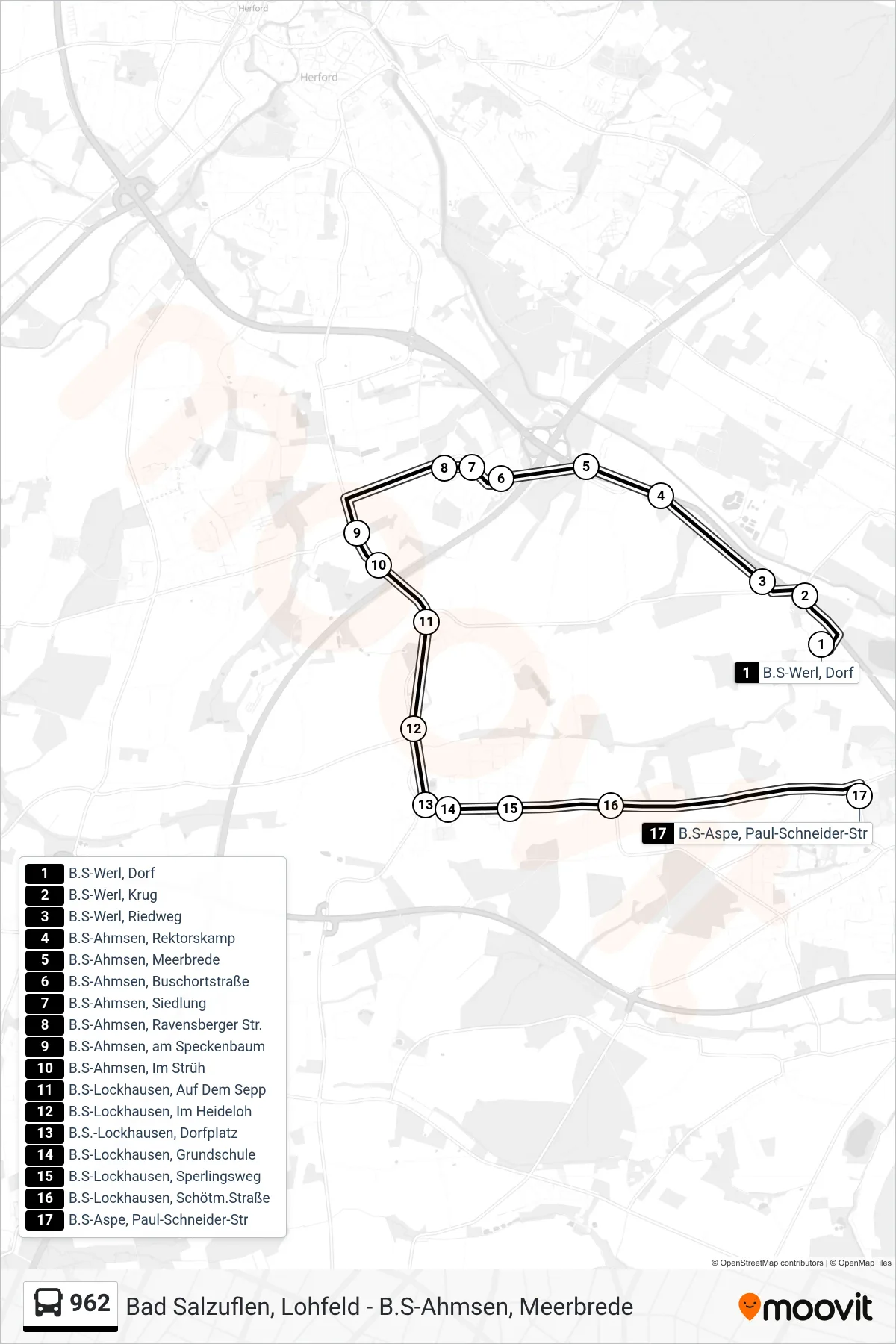 Linie 962 (Bus) Richtung B.S-Aspe, Paul-Schneider-Str: Route und Haltestellen auf der Karte